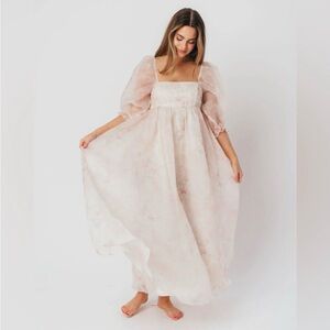 Worth Collective Mona Maxi Dress in Pale Pink Floral Size 1X